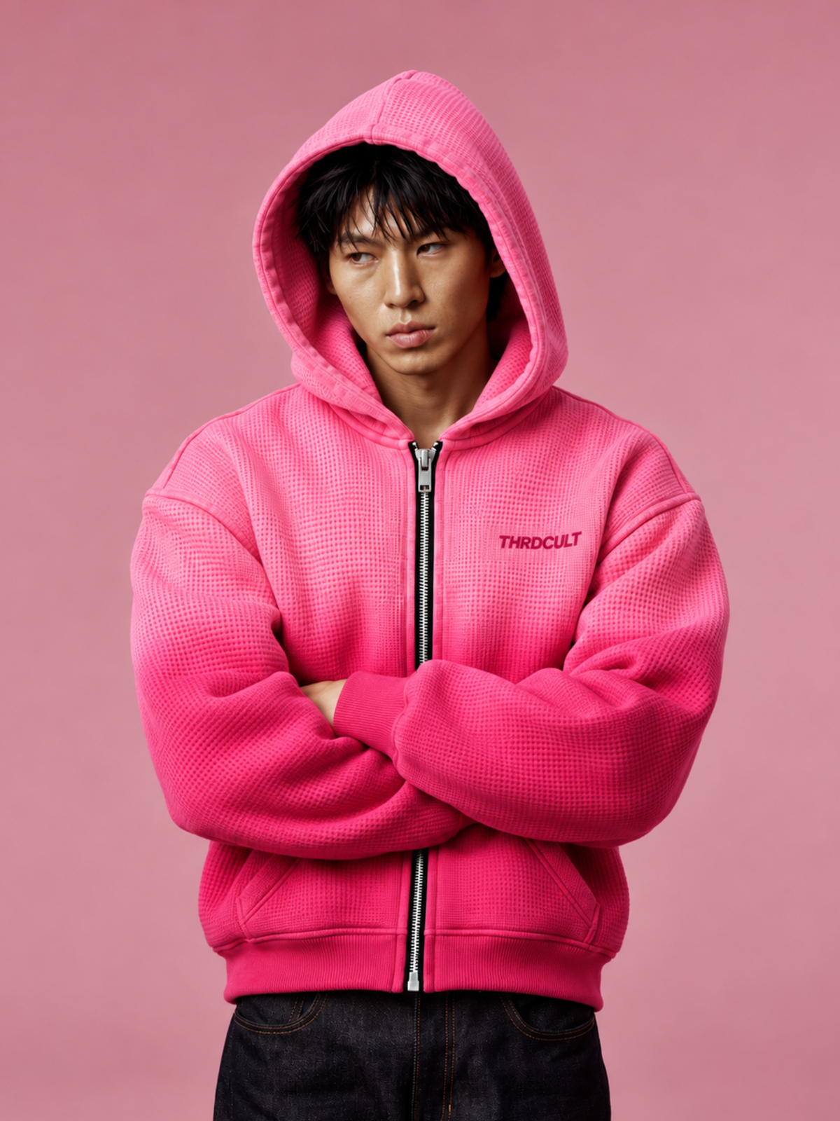 PINK HAZE WAFFLE HOODIE