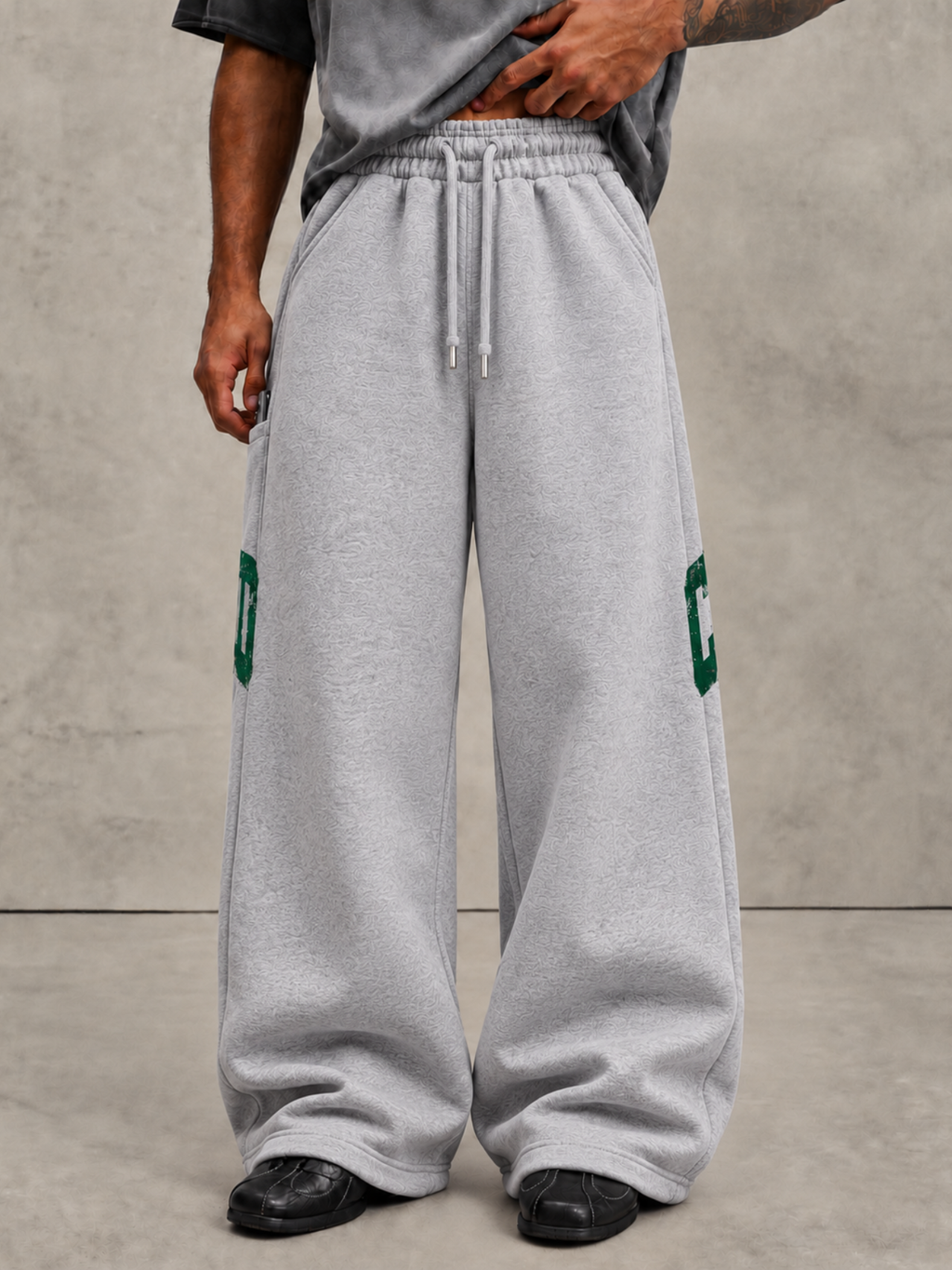 THRD CULT VARSITY SWEATPANTS - HEATHER GRAY